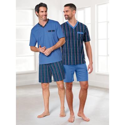 Shorty WÄSCHEPUR, Herren, Gr. 52/54, blau (blau, marine), 100% Baumwolle, Kurzarm, Homewear-Sets Image