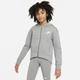 Kapuzensweatjacke NIKE SPORTSWEAR "Club Fleece Big Kids' (Girls') Full-Zip Hoodie" Gr. XS (122), grau Kinder Sweatjacken Hoodies Sweatshirts