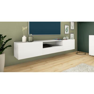 Lowboard BORCHARDT MÖBEL "Sophia", weiß (weiß matt), B:200cm H:35cm T:35cm, Sideboards, Breite 200 cm mit 2 Klappen und 1 Schubkasten, stehend und hängend Image