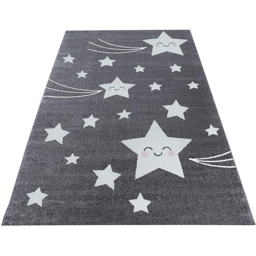 Kinderteppich AYYILDIZ TEPPICHE ""Kids 610"" Teppiche Gr. B: 120cm, 12mm, L: 170cm, grau Kinder Motiv Sterne, Kurzflor