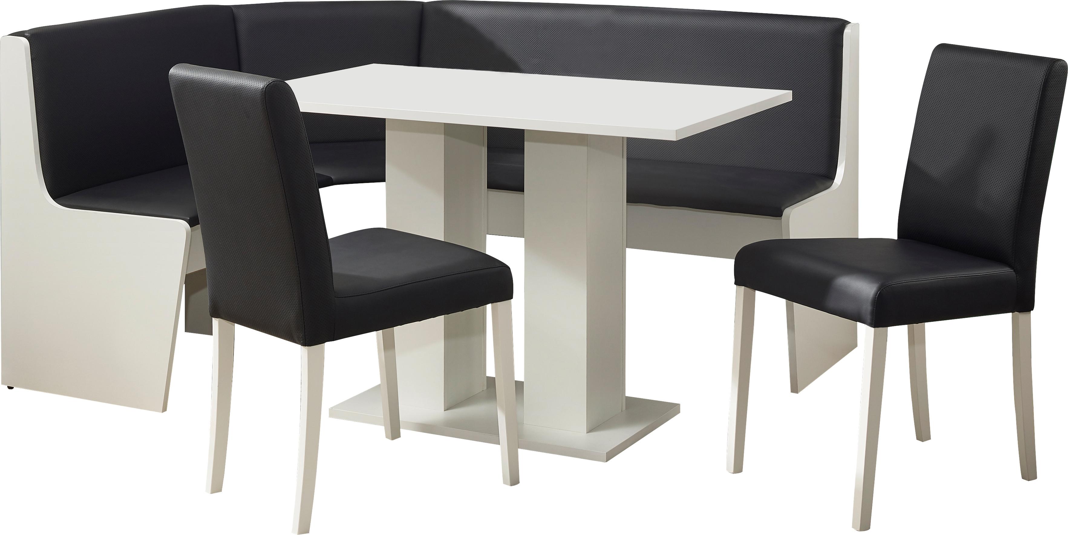 Eckbankgruppe MASSIVLINE & MORE "Sylt", weiß (holzwerkstoff mit farbe weiß, lotos 7006 schwarz, schwarz, weiß), Kunstleder, Holzwerkstoff, Kunstleder, Sitzmöbel-Sets, Eckbank ist umstellbar, Eckbank mit Truhe