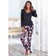 Pyjama LASCANA Gr. 32/34, bunt (schwarz, rosa, geblümt) Damen Homewear-Sets Pyjamas