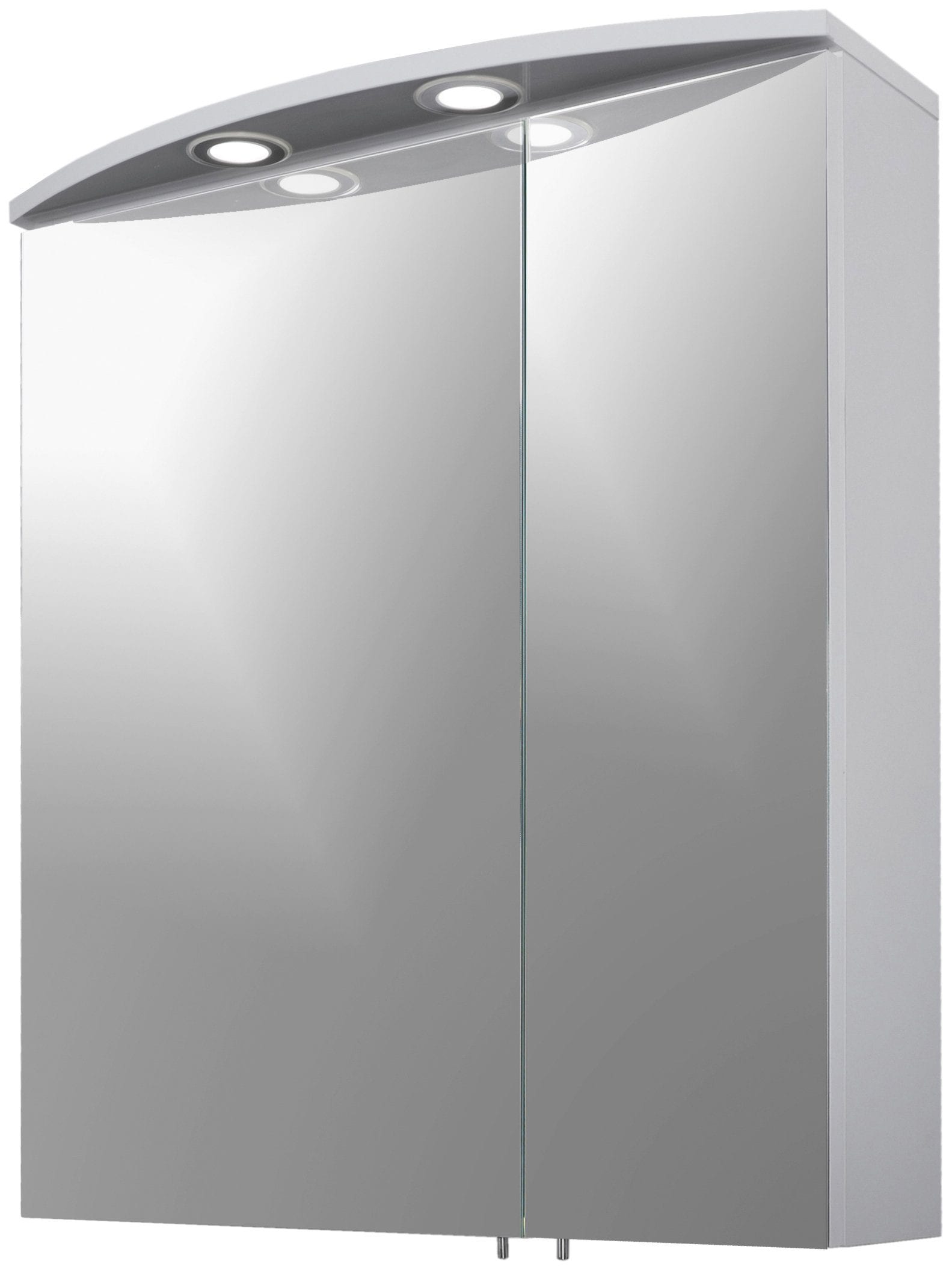 Spiegelschrank SCHILDMEYER "Verona", weiß (weiß glanz), B:60cm H:72,5cm T:16cm, FSC-zertifizierter Holzwerkstoff, Schränke, Breite 60 cm, 2-türig, 2 LED-Einbaustrahler, Schalter-/Steckdosenbox Image
