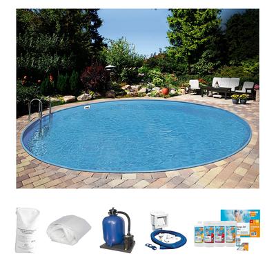 Rundpool CLEAR POOL "PREMIUM IBIZA", weiß, H:120cm Ø:600cm, Schwimmbecken, inkl. umfangreichem Zubehör in verschiedeneren Größen