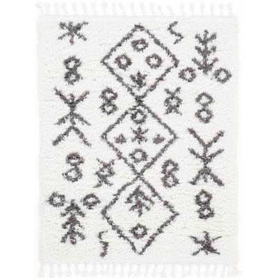 Hochflor-Teppich CARPETFINE "Linn", weiß, B:160cm H:30mm L:230cm, Polyester, Teppiche, Fransenteppich, Mit Fransen, Wohnzimmer Image