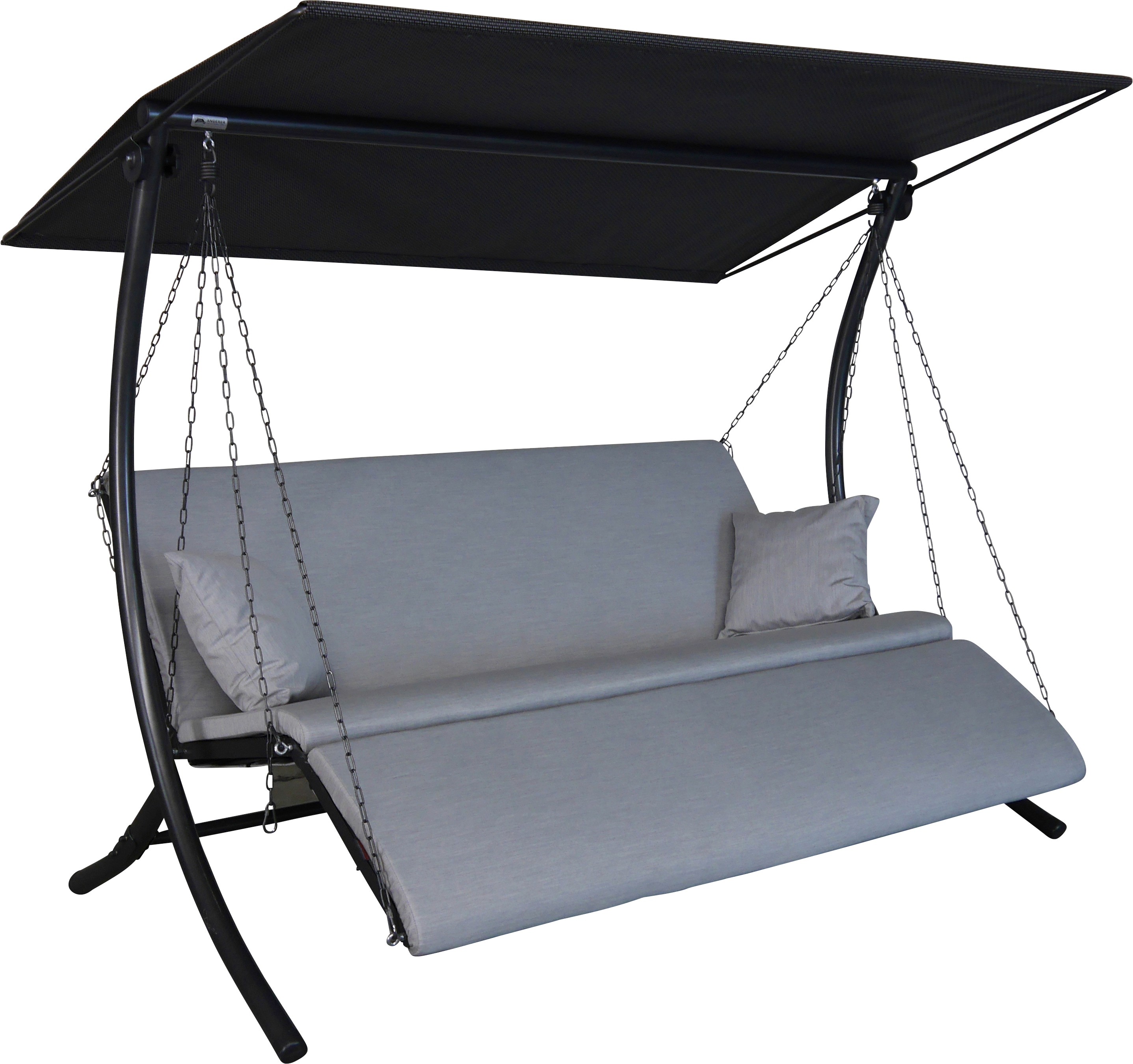 Hollywoodschaukel "Swing Zip granit", grau (hellgrau), B:210cm H:160cm T:145cm, Obermaterial: 100% Polyacryl, ANGERER FREIZEITMÖBEL, Hollywoodschaukeln, wetterfest
