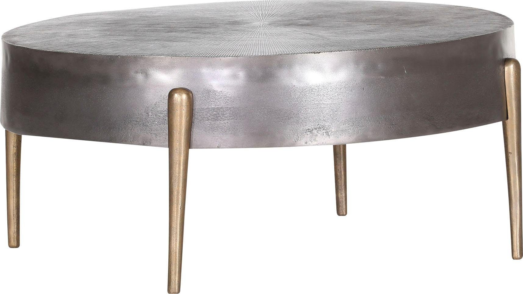 Couchtisch GUTMANN FACTORY "65767", silber (silberfarben, messingfarben antik, silberfarben antik), B:95cm H:40cm T:95cm, Tische, aus Aluminium