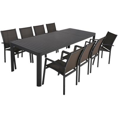 Garten-Essgruppe GARDEN PLEASURE "AMIRA", grau (anthrazit, anthrazit, anthrazit), B:240cm H:89cm T:200cm, Aluminium, Kunststoff, Sitzmöbel-Sets, mit ausziehbarem Tisch Image