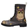Schnürboots DOGO "Zipsy High-Top Boots Owls Family Damen Stiefeletten", Damen, Gr. 38, Normalschaft, schwarz, Lederimitat, Schuhe Boots Schnürboots, Vegan