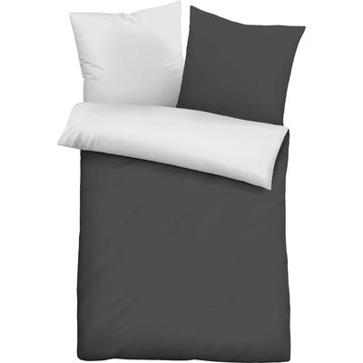 Wendebettwäsche "Uni-Microfaser-Satin in Gr. 135x200 oder 155x220 cm", schwarz, B/L: 155cm x 220cm, , Microfaser-Satin, B/L: 80cm x 80cm, Microfaser-Satin, Obermaterial: 100% Polyester, CASTELL - MARKENBETTWÄSCHE, Bettwäsche, pflegeleichte... Image