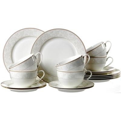 Kaffeeservice RITZENHOFF & BREKER "Geschirr-Set, Service ISABELLA", weiß (weiß, beige), 18 tlg., Porzellan, Geschirr-Sets, extravagantes Design, 18 Teile, für 6 Personen Image