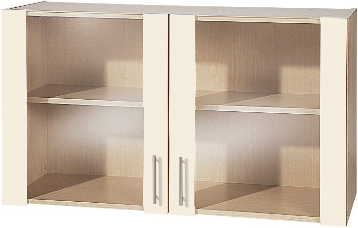Glashängeschrank WIHO KÜCHEN "Kiel", beige (front: magnolia, korpus: sonoma eiche), B:100cm H:56,5cm T:35cm, Schränke, Front mit Glaseinsatz Image