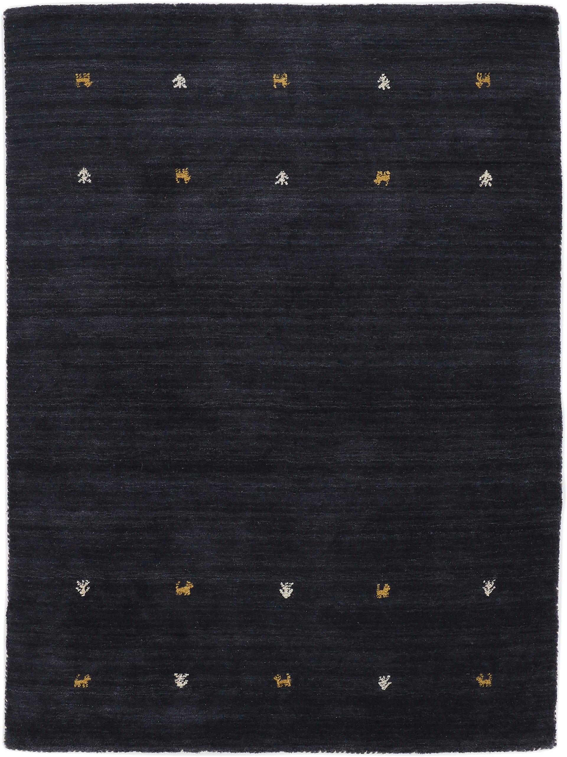 Wollteppich CARPETFINE "Gabbeh Uni, auch als Läufer und Rund erhältlich", schwarz, B:200cm H:15mm L:250cm, Wolle, Teppiche, reine Wolle, handgewebt, Gabbeh Loom Tiermotiv, große Farbauswahl