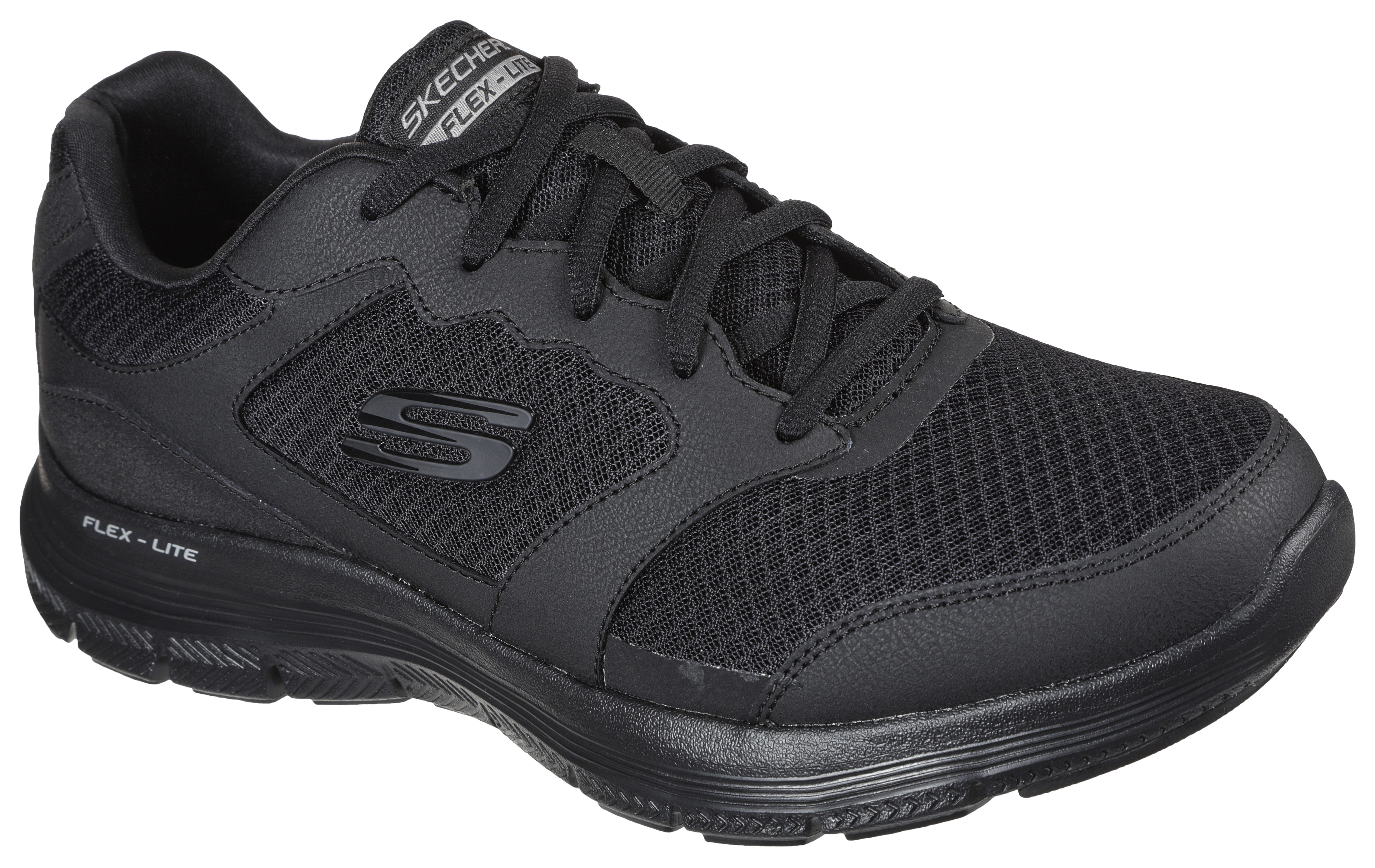 Sneaker SKECHERS "FLEX ADVANTAGE 4.0", Herren, Gr. 40, schwarz, Leder, Lederimitat, Textil, Schuhe Sneaker, mit leichtem Profil, Freizeitschuh, Halbschuh, Schnürschuh