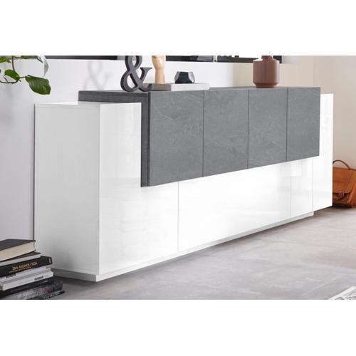 „Sideboard TECNOS „“Coro““ Sideboards Gr. B/H/T: 200 cm x 86 cm x 45 cm, grau (weiß, schiefer) Sideboards Breite ca. 200 cm“