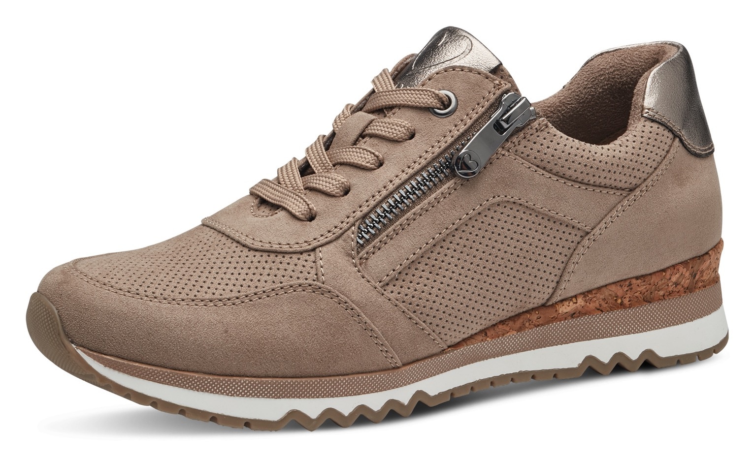 Sneaker MARCO TOZZI, Damen, Gr. 38, beige (taupe), Textil, casual, Schuhe, mit gepolsterter Innensohle
