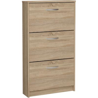Schuhschrank FMD "Step 3", braun (eichefarben), B:58,5cm H:104,5cm T:17cm, Schränke, Breite 58,5 cm, Tief 17 cm, mit 3 Klappen, Schuhkipper Image