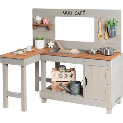 Outdoor-Spielküche MUDDY BUDDY "Mud Café", grau, Spielküchen, KinderB:72cm H:100cm T:110cm, Holz, Matschküche, warmgrau;