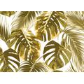 LIVING WALLS Fototapete "Designwalls Palm Leaves 2" Tapeten Gr. B/L: 3,5 m x 2,55 m, braun (gold, braun, weiß) Fototapeten Blumen