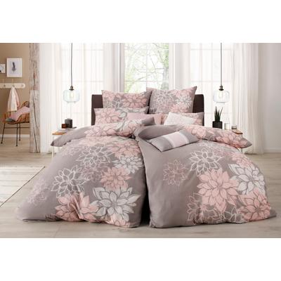 Bettwäsche HOME AFFAIRE "Susan in Gr. 135x200 oder 155x220 cm", rosa (rosa, grau), B/L: 155cm x 220cm, , Linon, B/L: 80cm x 80cm, Linon, Obermaterial: 100% Baumwolle, Bettwäsche, in verschiedenen Qualitäten, romantische Bettwäsche mit Blumen Image