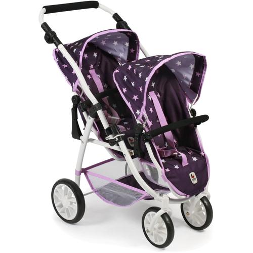 „Puppen-Zwillingsbuggy CHIC2000 „“Tandem-Puppen-Buggy Vario, Stars Lila““ Puppenwagen lila (stars lila) Kinder Puppenwagen -trage mit schwenkbaren Vorderrädern“