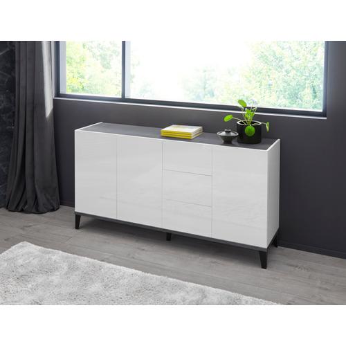 „Sideboard INOSIGN „“sunrise““ Sideboards Gr. B/H/T: 160 cm x 82 cm x 40 cm, 3, weiß (weißhg, schiefer) Sideboards Breite 160 cm“