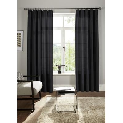 Vorhang BRUNO BANANI "Lagan" Gr. 3, schwarz, B:140cm H:225cm, Polyester, Polyester, Gardinen, 2-er Set, gewebt, Microfaser, versch. Größen, einfarbig, Bestseller Image