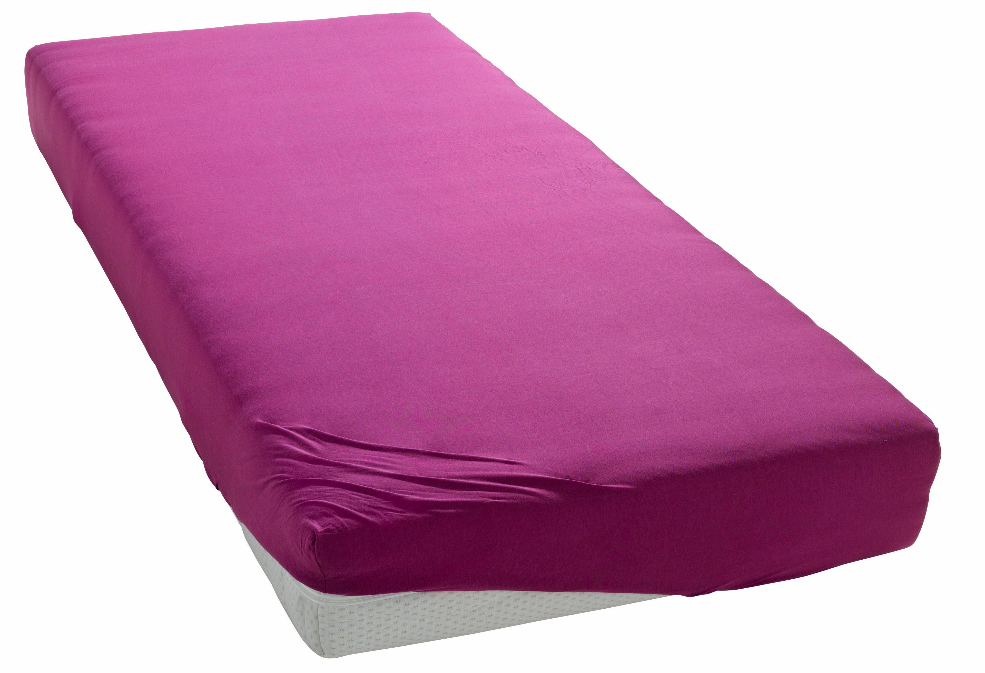 Spannbettlaken MY HOME "PAPRIKA", lila (helllila), B:180cm L:200cm, Microfaser-Jersey, Obermaterial: 100% Polyester, Bettlaken, Bettlaken, Laken, in zwei Qualitäten erhältlich: Fleece und Jersey Image