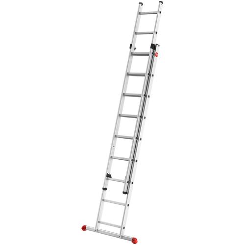 „HAILO Anlegeleiter „“S80 ProfiStep duo““ Leitern Aluminium-Schiebeleiter 2-teilig 2×9 Sprossen Gr. B/H/L: 41 cm x 255 cm x 14 cm, grau (aluminiumfarben) Leitern“