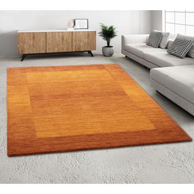 Wollteppich THEKO "Gabbeh Super, Handweb Teppich, Bordüre, reine Wolle, handgewebt" Gr. 5, braun (rostbraun), B:200cm H:9mm L:200cm, Wolle, Teppiche, Schlafzimmer, Wohnzimmer, Esszimmer, auch als Läufer und Bettumrandung Image