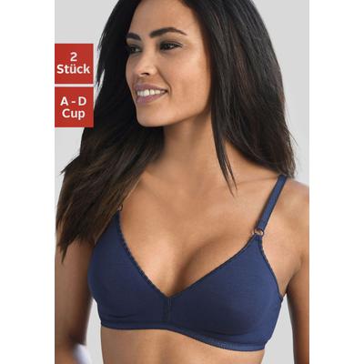 Bralette-BH PETITE FLEUR, Damen, Gr. 75, Cup C, blau (marine, weiß), Jersey, Obermaterial: 95% Baumwolle, 5% Elasthan, B