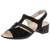 Sandalette ARA "LUGANO", Damen, Gr. 5,5 (38,5), schwarz, Ziegenveloursleder, unifarben, elegant, Schuhe, Sommerschuh, Sandale, Blockabsatz, in Schuhweite H (= sehr weit)