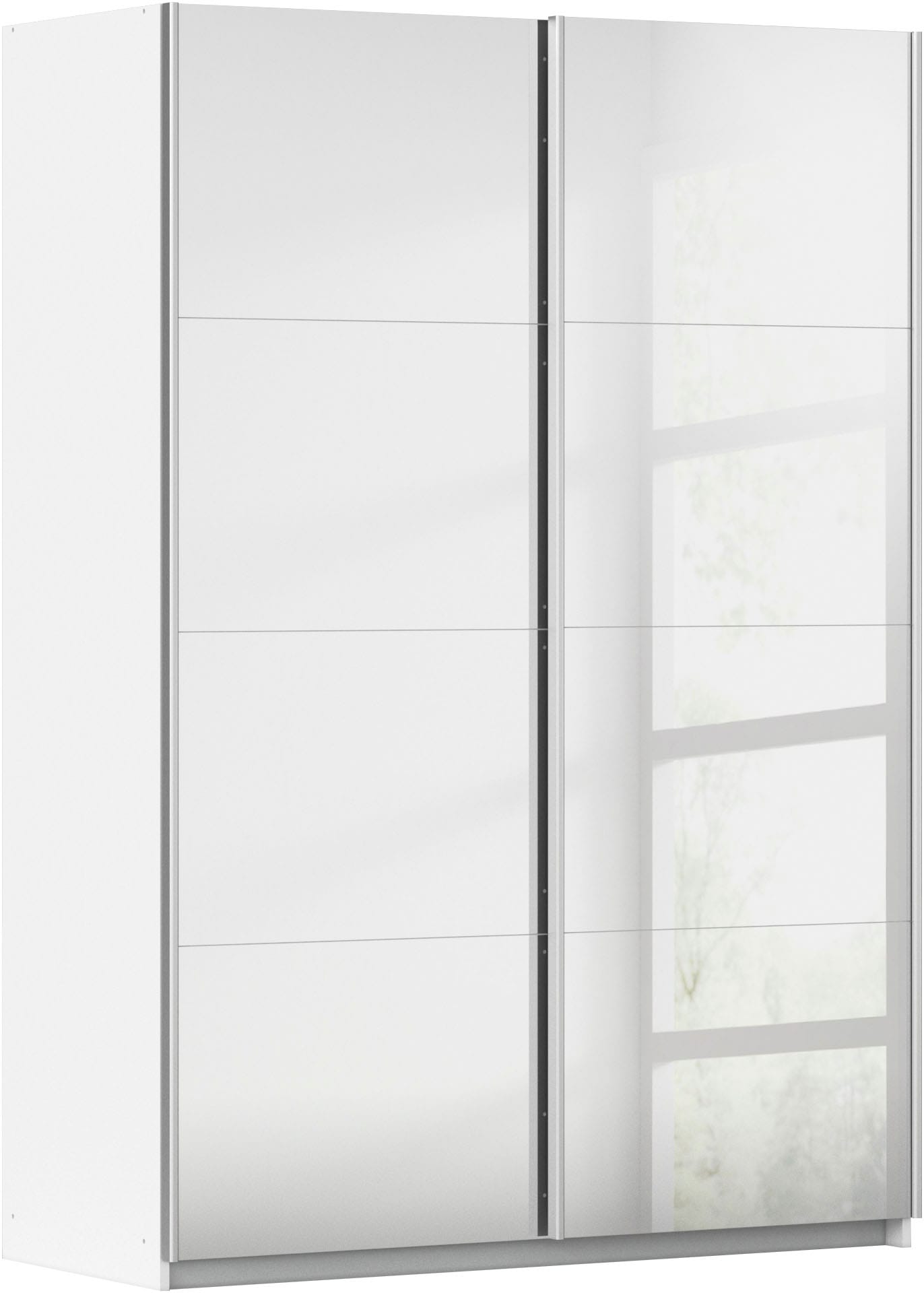Schwebetürenschrank RAUCH "Subito Kleiderschrank Bestseller", weiß, B:136cm H:197cm T:61cm, Holzwerkstoff, Schränke, Schwebetürenschrank, Schlafzimmerschrank Garderobe mit 8 Spiegelelementen