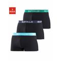 Boxer BUFFALO Gr. 116, 3 St., blau (schwarz, türkis, schwarz, grün, marine) Kinder Unterhosen Boxershorts