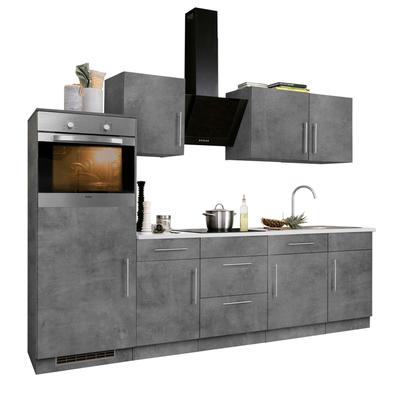 Küchenzeile WIHO KÜCHEN "Cali", front: betonfarben, korpus: betonfarben, arbeitsplatte: canvas grau, B:280cm T:60cm, Komplettküchen-Sets, ohne E-Geräte, Breite 280 cm Image