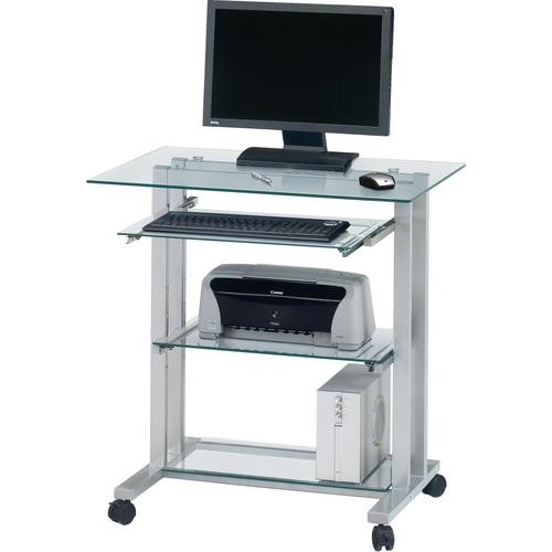 "Computertisch JAHNKE ""PC-R 12"" Tische Gr. B/H/T: 80 cm x 84 cm x 56 cm, farblos (klarglas, alufarben) Computertisch Computertische Tisch"