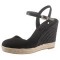 Sandalette TOMMY HILFIGER "BASIC CLOSED TOE HIGH WEDGE" Gr. 40, schwarz (black) Damen Schuhe Sandaletten mit bezogenem Keilabsatz