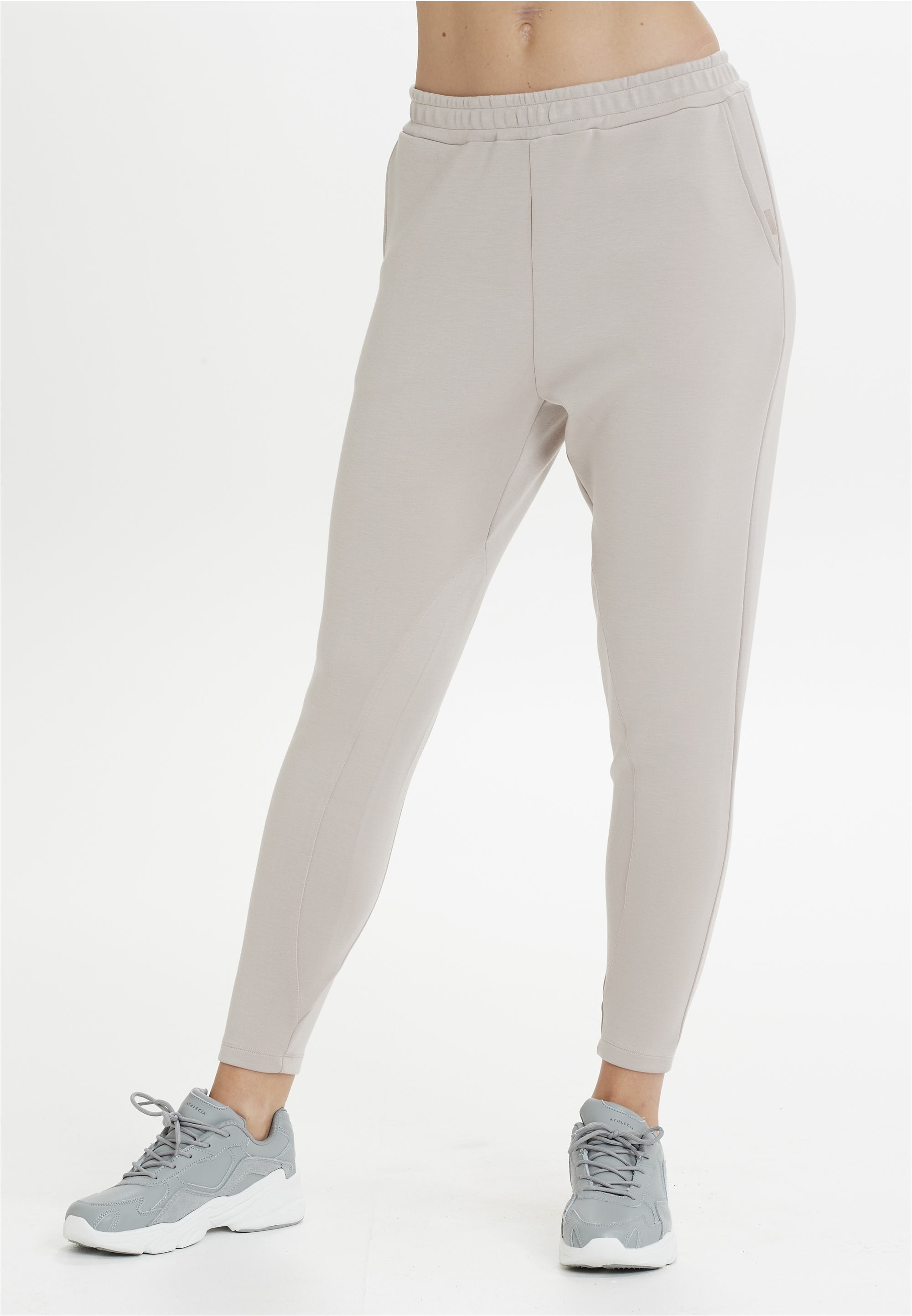Sweathose ATHLECIA "Aoma", Damen, Gr. 42, EURO-Größen, beige, 51% Polyester, 44% Modal, 5% Elasthan, unifarben, Hosen Sweathose, mit atmungsaktiver Eigenschaft
