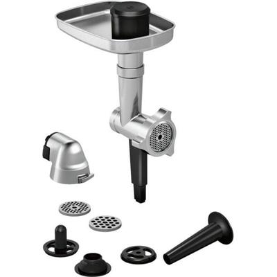 BOSCH Fleischwolfaufsatz "Lifestyle Set Hunting Adventure MUZ9HA1", grau (aluminiumfarben), Küchenmaschinen-Aufsätze, Fleischwolf, Wurststopfer-Aufsatz, Kebbe-Aufsatz
