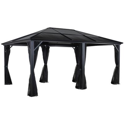 Pavillon SOJAG "Gazebo Meridien", grau (anthrazit), B/H/T: 485cm x 270cm x 365cm, Pavillons, BxT: 365x485 cm, mit Moskit