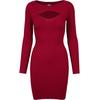 Shirtkleid URBAN CLASSICS "Urban Classics Damen Ladies Cut Out Dress", Damen, Gr. M, US-Größen, rot (burgundy), 35% Viskose, 35% Polyacryl, 30% Polyamid, unifarben, klassisch, slim fit, U-Boot-Ausschnitt, Langarm, Kleider