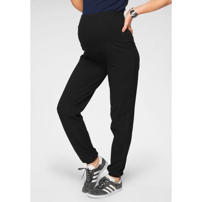 Umstandssweathose NEUN MONATE "Sweatshose mit Bund", Damen, Gr. 40/42, N-Gr, schwarz, Sweatware, Obermaterial: 95% Baumwolle, 5% Elasthan, unifarben, Basic, lässig geschnitten lang, Hosen, mit breitem Rippenbündchen