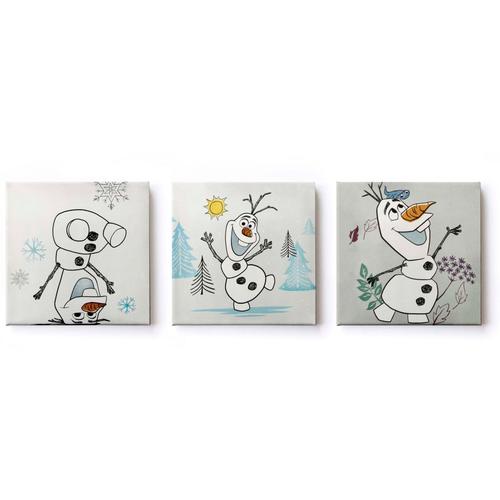 „Leinwandbild DISNEY „“Leinwandbilder Set of 3 Frozen Olaf 3/30x30cm““ Bilder Gr. B/H/T: 30 cm x 30 cm x 2,5 cm, Leinwandbild, 3 St., bunt Leinwandbilder“