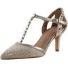 Pumps HEINE, Damen, Gr. 37, gold (goldfarben), Leder, Textil, feminin, Schuhe Spangenpumps