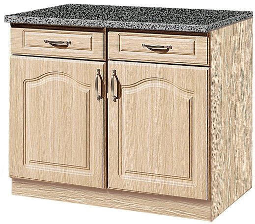 Unterschrank WIHO KÜCHEN "Linz", braun (front: landhaus eiche, korpus: sonoma eiche, arbeitsplatte: granit grau), B:100cm H:85cm T:60cm, Schränke, Unterschrank, 100 cm breit, in Landhaus-Optik