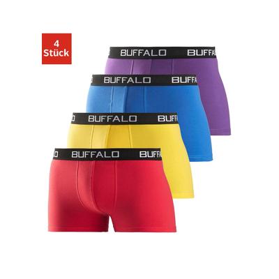 Boxer BUFFALO "Boxershorts für Herren", Herren, Gr. S, bunt (rot, gelb, blau, lila), Jersey, Obermaterial: 95% Baumwolle