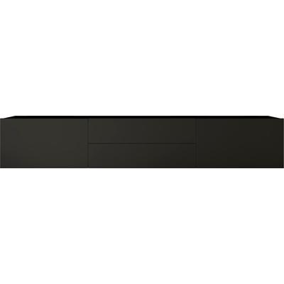 Lowboard BORCHARDT MÖBEL "Sophia", schwarz (schwarz matt), B:200cm H:35cm T:35cm, Spanplatte, Sideboards, Breite 200 cm mit 2 Klappen und 2 Schubkästen, stehend und hängend Image