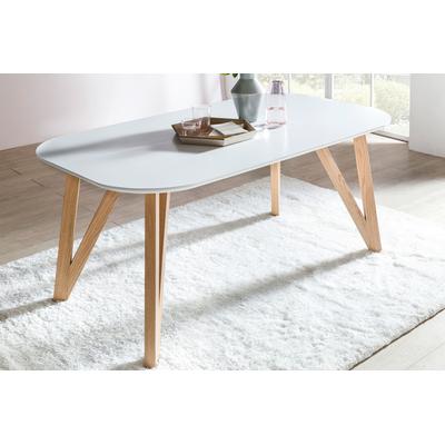 Esstisch SALESFEVER, weiß (weiß, natur, weiß), B:180cm H:76cm T:90cm, Tische, Haarnadelbeine aus massiver Eiche Image