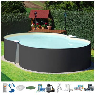 Achtformpool KONIFERA "PALMA 2", grau (anthrazit), B:350cm H:120cm L:540cm, Schwimmbecken, in versch. Größen mit sandfarbener Poolinnenfolie Image