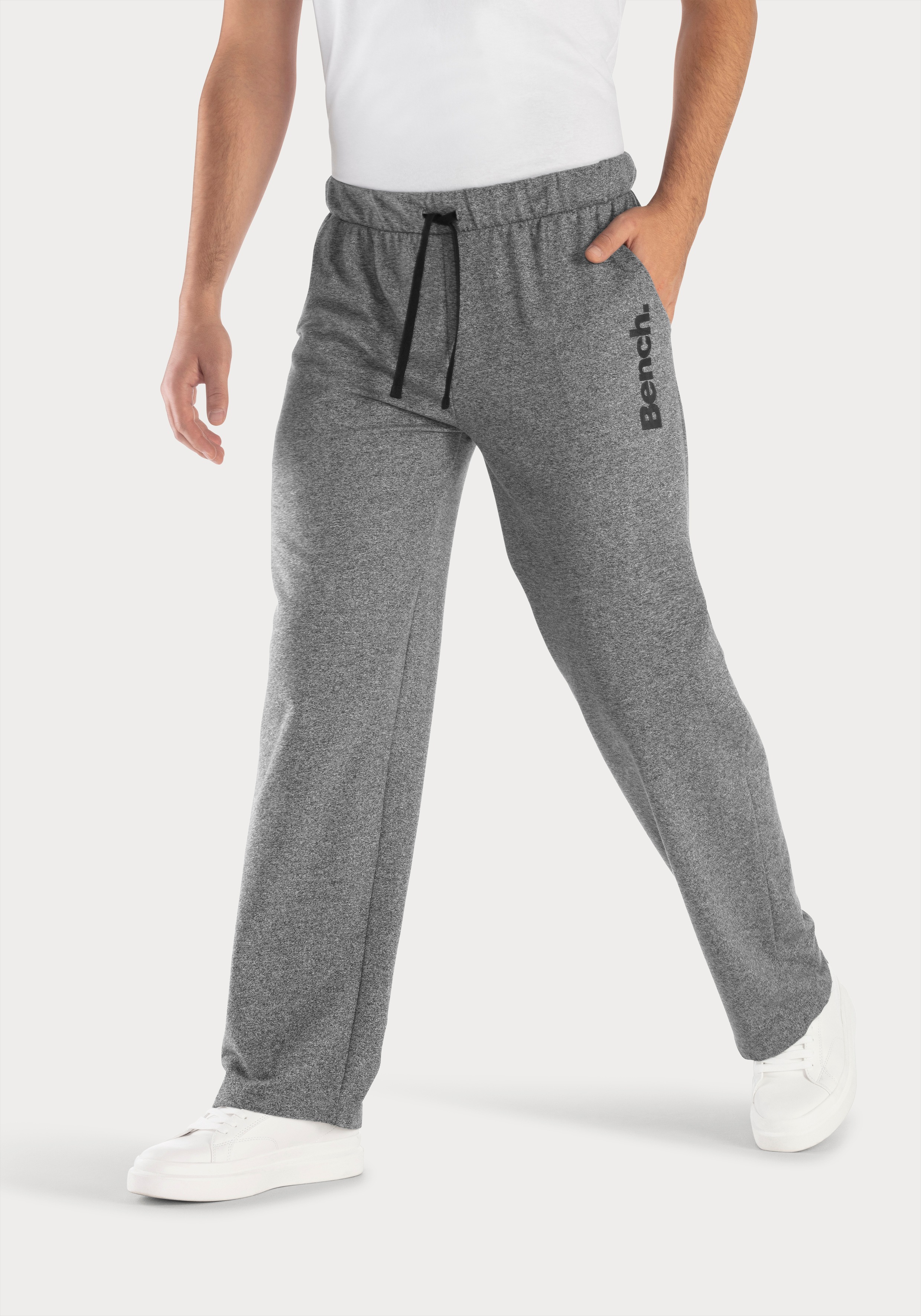 Relaxhose BENCH. LOUNGEWEAR, Herren, Gr. 52/54 (L), N-Gr, grau (grau, meliert), Sweatware, Obermaterial: 60% Baumwolle, 40% Polyester, unifarben, Basic, bequem lang, Hosen Relaxhose, aus leichter Sweat-Qualität, Topseller